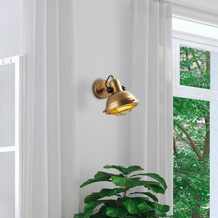 Opviq Lámpara de Pared de Metal Dorado